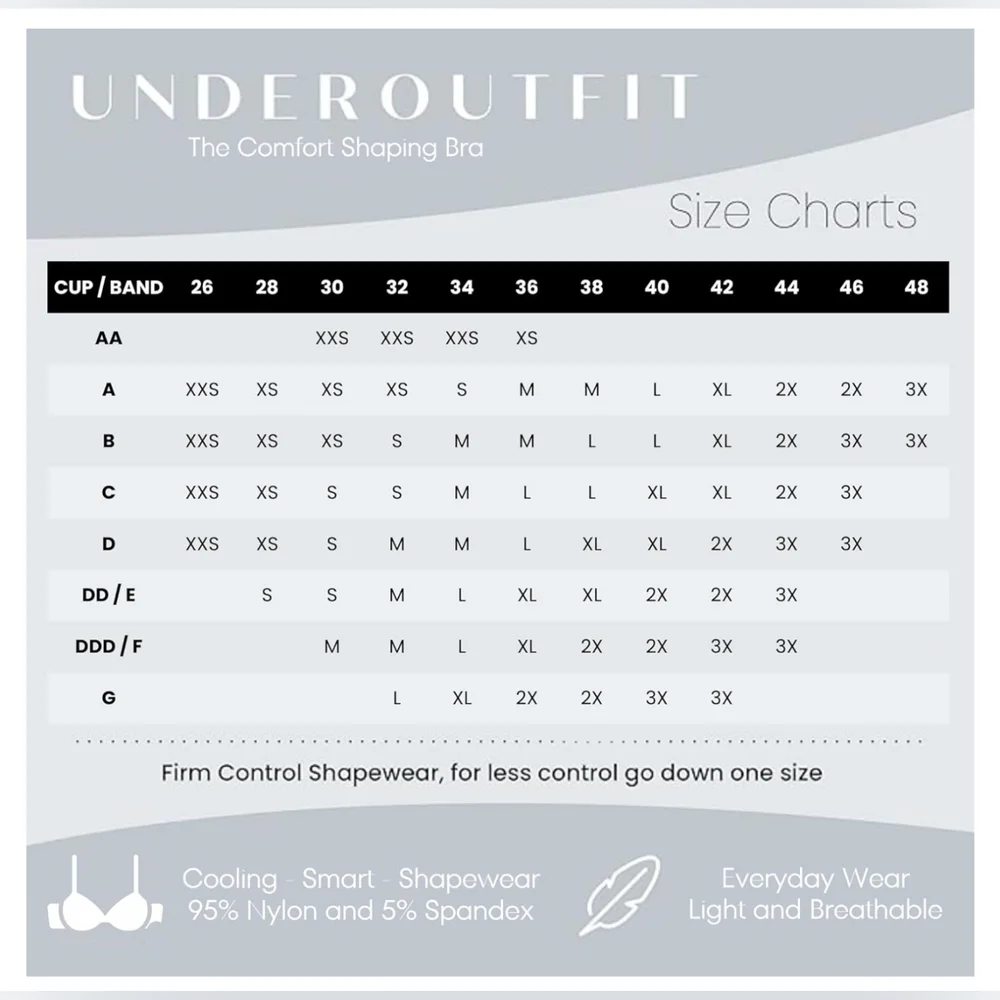 UNDEROUTFIT The Comfort Shaping Bra w Extender, Non-Adjustable Straps, Tan Color